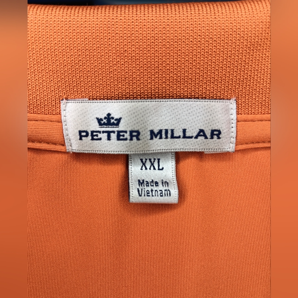 Peter Millar Texas Longhorns Men's XXL Polo Golf Shirt Orange Logo Stretch 2018 - Picture 7 of 9